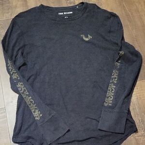 True Religion Men's Dark Gray Long Sleeve Tee